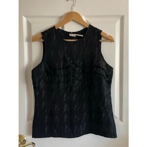 Leon Max Sleeveless Black Textured Top Size 4 (Small)